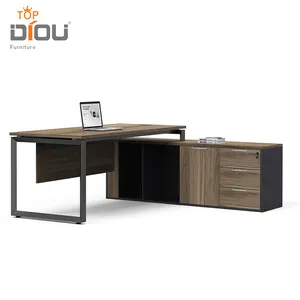 Hot Sale Unique elegance L Shape Luxury Black Wooden Large Ceo Table Furniture Design Modern Office Curved Executive Desk