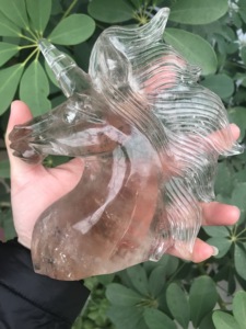 Statuettes de tête de licorne en cristal, pierres précieuses naturelles 1 pièce, artisanat sculpté à la main, quartz naturel - Product Image 5