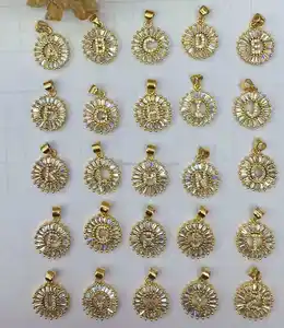 wholesale price pave zircon initials pendant charms 15*15mm