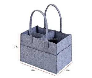 bandejas de fralda Suppliers-Cesta de armazenamento de fraldas de feltro, portátil, cesta e organizador de mudança de berçário