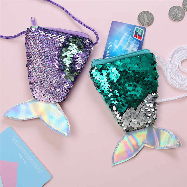 Mini Borsa Con Paillettes Per Bambina - Portamonete A Tema Sirena Con Cinturino - Foto 4