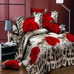 Z209 Bedding Sets 4pcs 3D printing sanding Bed Sheet For Wedding Pillow Cases Full Animal Flower Pattern Bed Cover