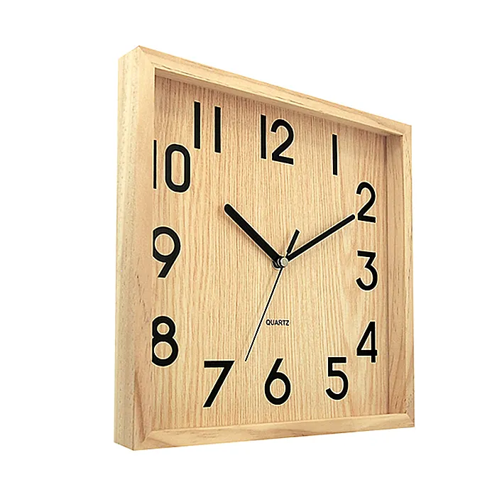 Relógio de parede de madeira, relógio de quartzo de parede interna silencioso e não ticando, para a primeira vez