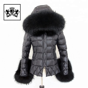 Giacca corta da donna janefe Winter Down <span class=keywords><strong>Parka</strong></span> all'ingrosso con decorazione in pelliccia di procione - Product Image 3