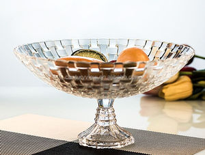 Ciotola per Frutta in <span class=keywords><strong>Vetro</strong></span> Trasparente su Piedistallo Alto Aeofa con Texture Intrecciata - Product Image 3