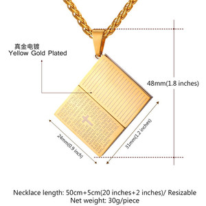 Oro nero placcato blu 316L in acciaio inox ciondolo a forma di <span class=keywords><strong>libro</strong></span> collana gioielli ciondoli e ciondoli - Product Image 6