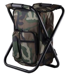 حقيبة كرسي محمولة مخصصة للتخييم والصيد مع مقعد، حقيبة تبريد معزولة بنمط التمويه، كرسي قابل للطي للشاطئ والصيد في الهواء الطلق - Product Image 1