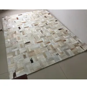 Tapis de vache blanc, joli tapis de bande en cuir de vache