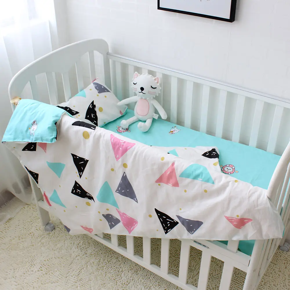 custom 100% cotton bamboo organic super soft baby cot 3 piece crib babi bedding sets for girls boys