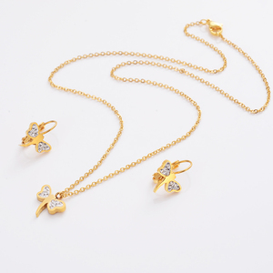 ชุดเครื่องประดับสตรี,ชุดสร้อยคอต่างหูส่วนบุคคลลาย<span class=keywords><strong>แมลงปอ</strong></span>สีทองสแตนเลสหรูหรา - Product Image 2