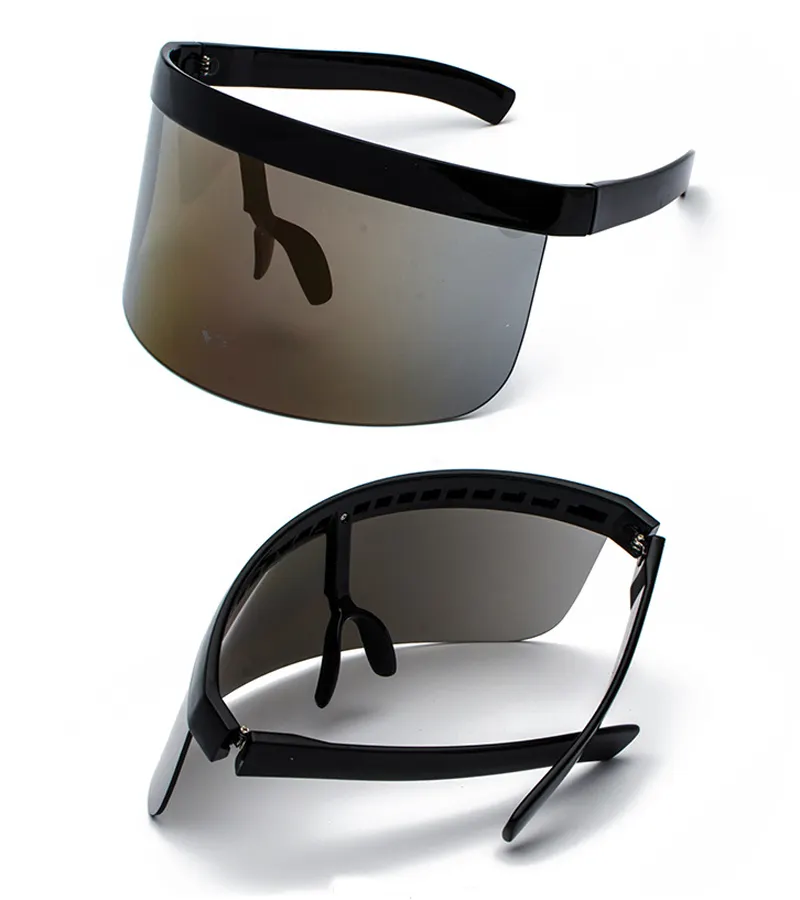 Klasik tarzı popüler klip büyük boy tek parça pc lensler güneş koruyucu ve gözetleme şapka tarzı serin tasarım güneş gözlüğü