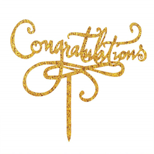 Acrílico Glitter oro felicitaciones de la torta de la graduación fiesta decoración de la boda suministros - Product Image 2
