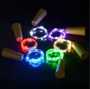 Led dekorasyon için sıcak satış ucuz plastik light up şişe mantar bakır ışık şarap şişesi stoper işık