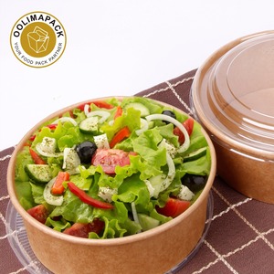 Jetable emporter kraft papier saladier avec couvercle POUR ANIMAUX de compagnie, kraft salade bol - Product Image 3
