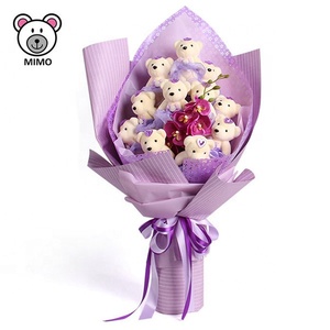 Ramo de flores de oso de peluche para San Valentín, juguete rosa de peluche de baja MOQ para boda, hecho a mano - Product Image 3
