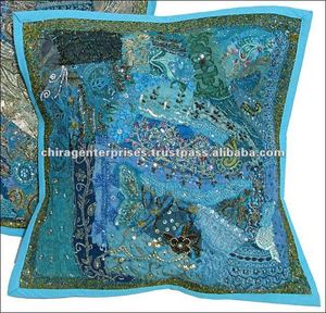 Wholesale <b>Indian</b> Handmade Cotton Patchwork Soft Bohemian Square <b>Cushion</b> Cover for Sofa Living Room Home Decor At Best Price - Product Image 2