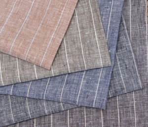 Bán Buôn #2718 Pháp Linen Sọc Vải Sợi Nhuộm Linen Sọc Vải Cho Quần Áo Nhà Dệt May Dệt Kỹ Thuật - Product Image 1