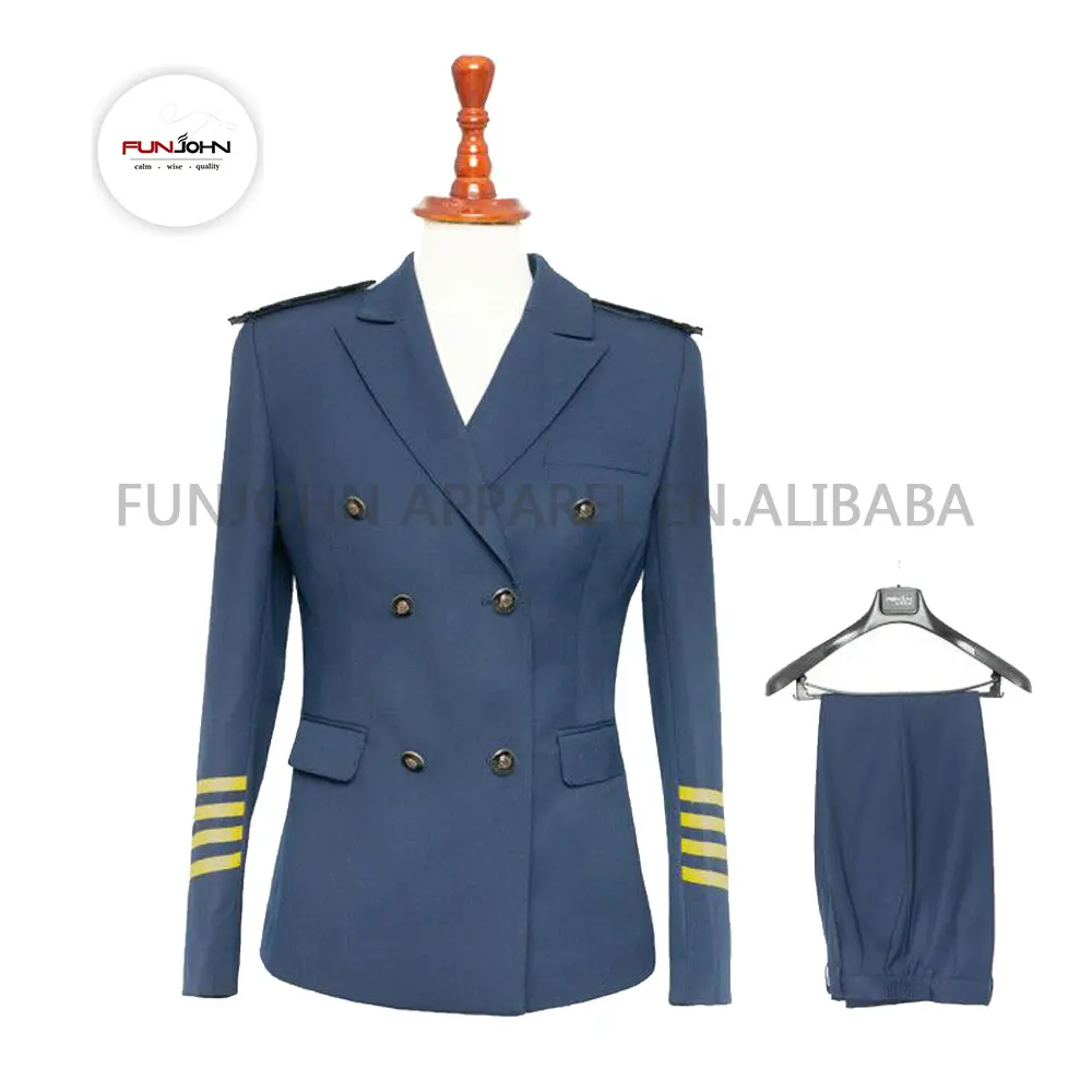 Vestido trajes transpassados duplos, vestido uniforme capitão avião piloto feminino
