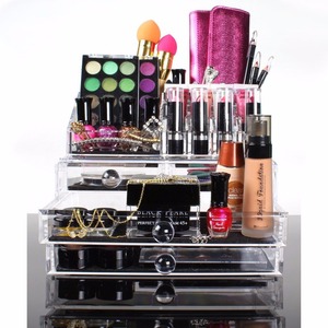 Organizzatore di Trucco acrilico Per Cosmetici di Stoccaggio-<span class=keywords><strong>2</strong></span> Pezzo di Qualità di Visualizzazione Per Make Up & Jewelry - Clear Organizer Caso supporto - Product Image 2