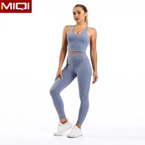 D'entraînement en gros Femmes Vêtements De Sport Ensembles Soutien-Gorge de Sport Haut Leggings Fitness Gym Ensemble