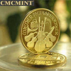 1 oz Fine Gold Plated Brass Wiener Philharmonker Rodada Lembrança Euro Moedas A152 - Product Image 4