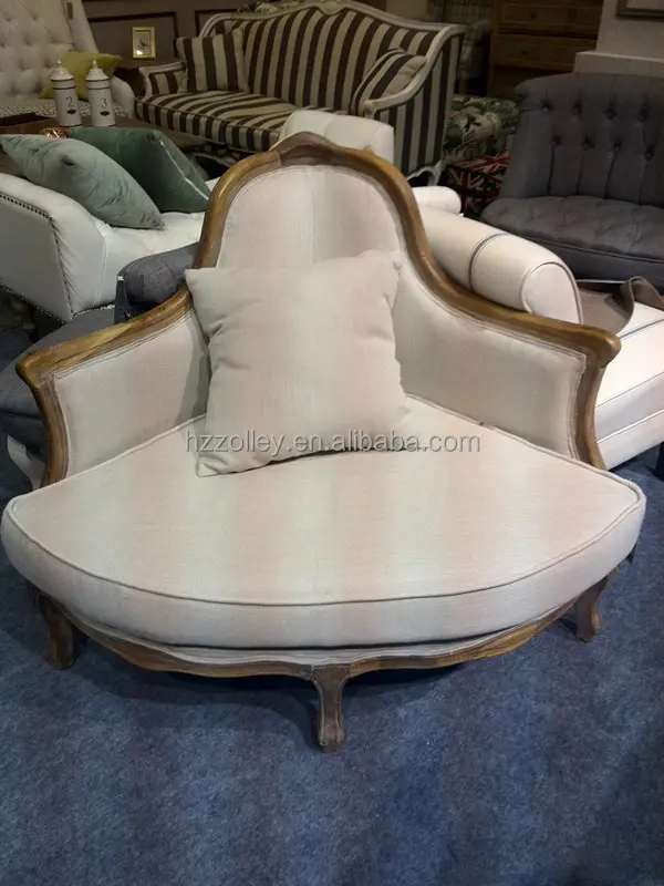Mobiliário de casamento design exclusivo, cadeira de sofá de canto de madeira com um assento