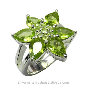 Genuine Green Peridot Gemstone <b>Ring</b> Solid 925 Sterling Silver <b>Eternity</b> Vermeil <b>Rings</b> Handmade Silver Jewelry - Product Image 2