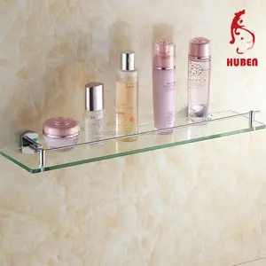 Accesorios de <span class=keywords><strong>baño</strong></span> de latón montados en la pared de Metal de vidrio <span class=keywords><strong>cromado</strong></span> moderno de 1 nivel estante de ducha de esquina de vidrio de doble nivel con acabado de piedra - Product Image 1