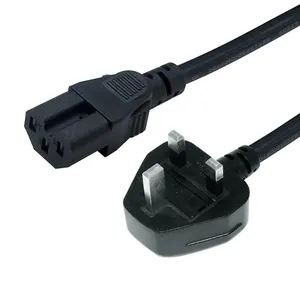 PVC jacket Europe 3-prong Italy USA SAA UK 3 pin power cable to IEC C15 connector ac power cord