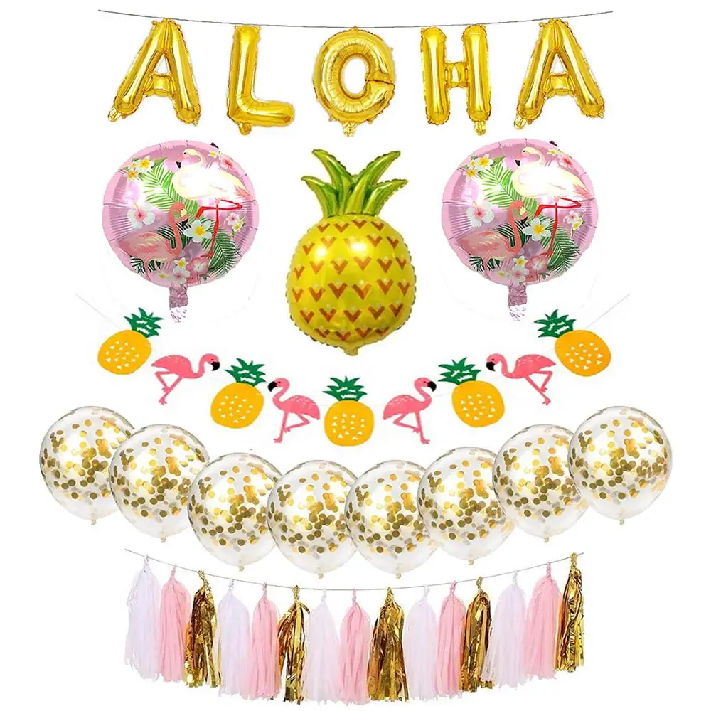 Алоха праздничные украшения баннер ананас Фламинго Гавайские товары для вечеринки набор украшений для пляжной вечеринки