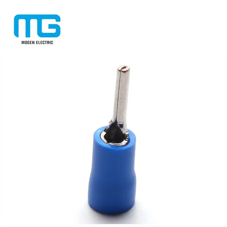 Ce Goedgekeurd Blauw AWG16 ~ 14 Pvc Kabel Lug Pin Type Messing Ronde Pin Terminal