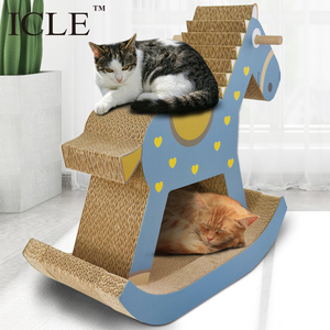 Customized High Quality Horse Luxury <strong>Expensive</strong> Craft Corrugated Paper Big -IC-0039-Blue Cardboard <strong>Cat</strong> Scratcher Lounge - Product Image 2