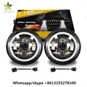 Coche IP68 50 W 12 V 24 V luz LED con anillo de Halo Jeep Wrangler 7 pulgadas ronda LED faro