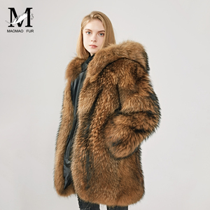 Abrigo de Invierno para <span class=keywords><strong>Mujer</strong></span>, Marca Mao Mao, Transpirable, Súper Cálido, <span class=keywords><strong>con</strong></span> <span class=keywords><strong>Capucha</strong></span>, de Piel de Mapache Genuina - Product Image 5