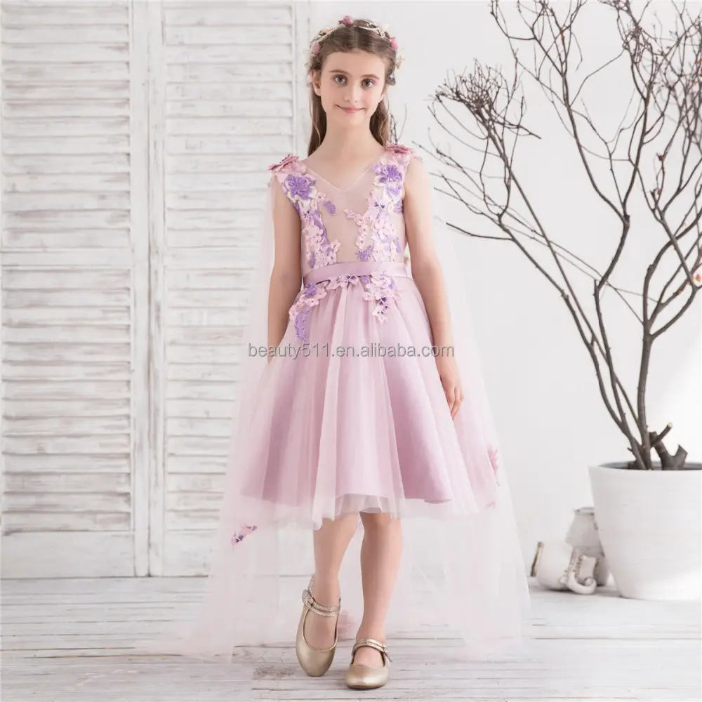 princess flower girl dress communion style ball gown Cathedral Train children dress for little girls flower girl dresses