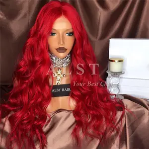 Drop Shipping 180% Density Red Human Hair Online Celebrity Full Lace Wig