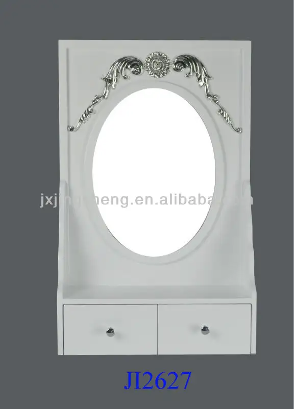 Modern living room white solid wood wall hanging mirror