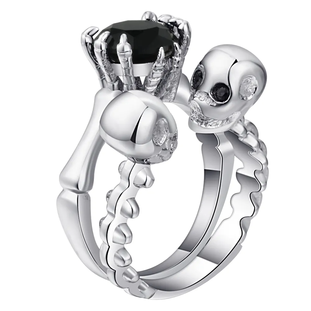 Nieuwe trend persoonlijkheid schedel zwarte zirkoon ring mannen diamond engagement ringen sieraden voor vrouwen