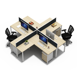 Partición de oficina en forma de X para <span class=keywords><strong>4</strong></span> personas, estación de trabajo multiusos de estilo moderno, alta calidad - Product Image 1