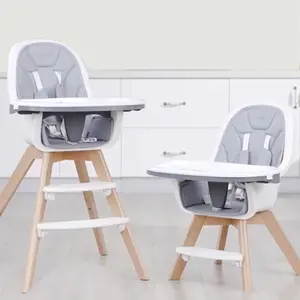 新的婴儿餐椅木腿皮革封面婴儿高餐椅制造商