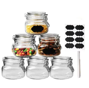 25 oz Glass Jars with Airtight Lids and Leak Proof Rubber Gasket,Wide Mouth Mason Jars with Hinged Lids for Kitchen Canisters 750ml, Glass Storage