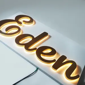 Personalizado led backlit letras aço inoxidável carta sinal 3d led sinal de alumínio para loja