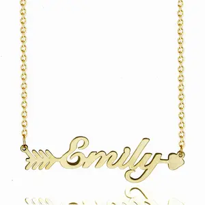 艾米莉字母定制名称项链金色女士钛钢锁骨链欧美配件