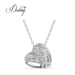 Premium Austrian Crystal Jewelry Sterling Silver 925 / Brass Latest Love Actually Pendant Shape Necklace Destiny Jewellery