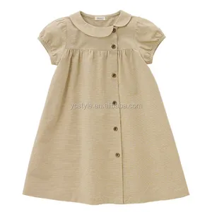 Robe de 1ère anniversaire pour petite fille, avec col poêle, modèle brodé, en coton, nouvelle collection