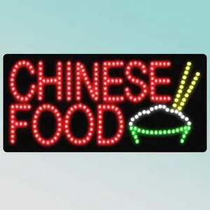 CE RoHS indoor 60X30cm illuminated acrylic lighted CHINESE FOOD glowing led sign