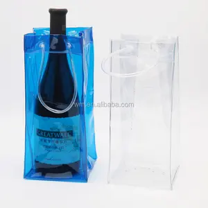 Оптовая продажа, ПВХ сумка для льда, пластиковая бутылка для вина, сумка для охлаждения вина, новый дизайн, изготовленный на заказ, ПВХ прозрачный пакет для вина