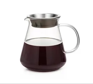 Hete Verkoop 800Ml Glazen Koffiepot Franse Infuus Koffie Giet Over Koffiezetapparaat Met Roestvrijstalen Deksel Voor Hand Druppelen