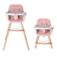 Cadeira para alimentação de bebês, cadeiras luxuosas com bandeja removível para alimentação de bebês, cadeira ajustável com perna de madeira, moderna para crianças
