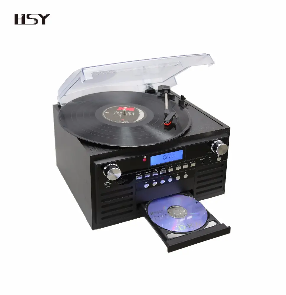 Novo design de discos de vinil jogador turntable jogador gravador de cd para venda